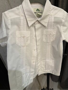 Mojito White Short Sleeve Guayabera Shirt size 3T like new